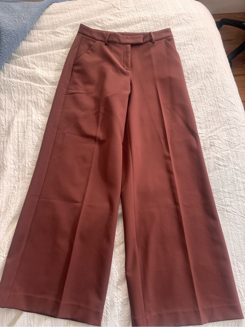 Express Wide-Leg High-Rise Pants in Rust